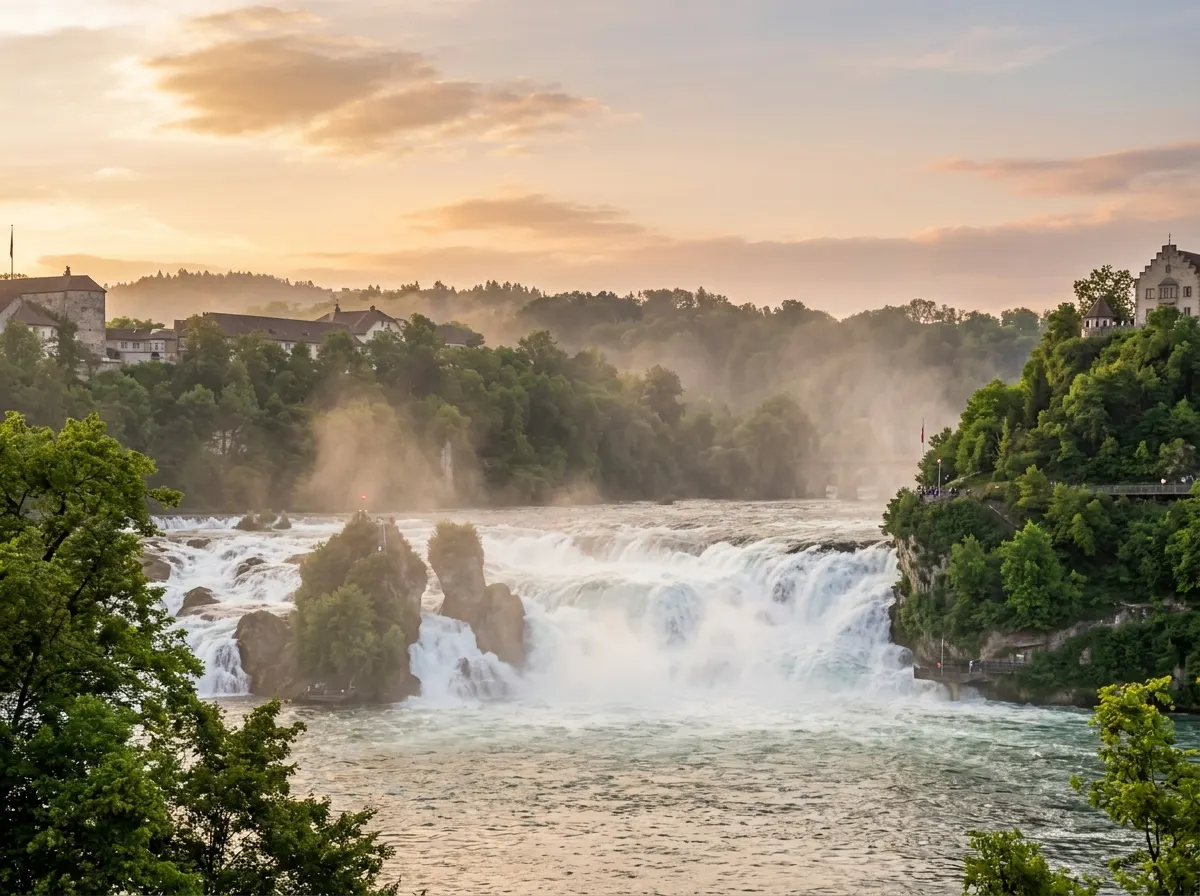 Rheinfall bei Neuhausen mit Schloss Laufen am gegenüberliegenden Ufer